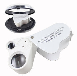 30X 60X Loop Magnifier Jeweler Eye Loupe Lens LED 2in1